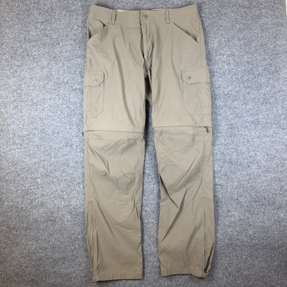 Kuhl Renegade Stealth Convertible Pants Mens 36x34 Light Brown Cargo Hiking 5138